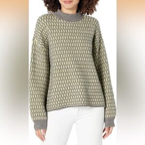 Theory Gray and Cream Patterned Sweater